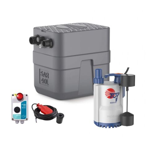 Kit Station De Relevage Eaux Pluviales 40l Pedrollo Sar40 Top1 4.8m³/h + Alarme