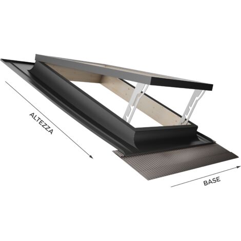Emica Finestre da Tetto, Lucernario Linea Best apertura Vasistas in Alluminio, Vetrata Security Antigrandine 4T-9-4T, Interno Legno Abete, Maniglie 4 posizioni di Apertura (100x64 Base x Altezza)
