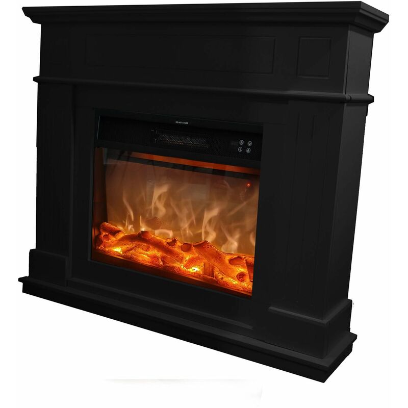 Caminetto Elettrico Nero Con Telecomando Cm 94,9x110x24,9 Fuego Fuego  Alberto Negro