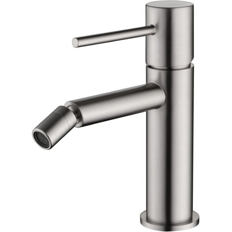 IMEX Miscelatore bidet monocomando in ottone con finitura nichel spazzolato cartuccia ceramica Ø26 mm set 2 flessibili 3-8 inclusi installazione pratica e sicura - Modello Imex-BDM039-2NQ