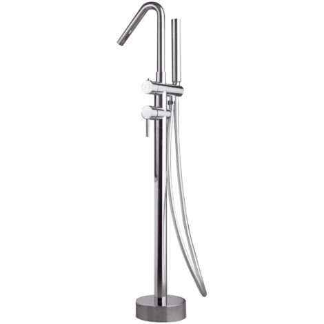 IMEX Miscelatore vasca-doccia a pavimento in acciaio e ottone cromato con cartuccia ceramica Ø35mm tubo flessibile in PVC comando a una posizione e scatola di registrazione mod Imex-BBECO1