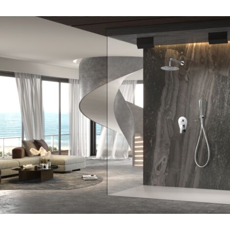 Set doccia incassato con monocomando  Modello DELOS  Colore grigio  Finitura cromata [IMEX®] (1/3)