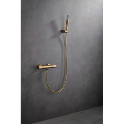 Miscelatore Termostatico Doccia  Modello LINE  Installazione a incasso a parete  Finitura Oro spazzolato  [ IMEX® ] (1/3)