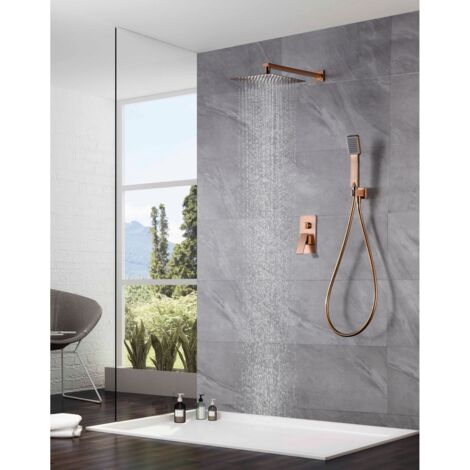 Set doccia incasso con monocomando  Modello PISA  Colore oro rosa  Finitura in oro rosa spazzolato [ IMEX® ]