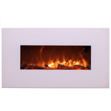 Sined Monte Caminetto Elettrico Da Parete In Acciaio e Vetro Da 1500w Effetto Fiamma Led Bianco Reale Effetto Fiamma Led 6 Livelli Di Intensita Con Telecomando Ideale Per Casa e Ufficio 98 Cm (1/5)