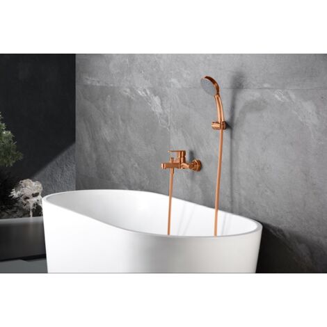 Imex – Mitigeur de baignoire-douche en laiton finition PVD or rose brossé – Flexible métallique 180 cm – Cartouche céramique Ø35 mm – BDR0014ORC - Imex-BDR001-4ORC
