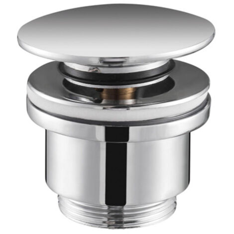 IMEX Valve de vidange en laiton chrome avec systeme click-clack 20 000 cycles filetage 1 1-4 compatible lavabos et bidets montage rapide acier et laiton – Modele VCC001
