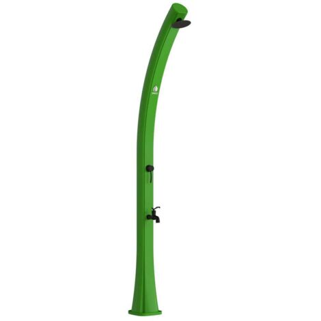 Sined Sole Curved Hd Polyethylene Douche Solaire Chauffante Avec Lavepieds Verte Reservoir 25 Litres Noir Metal Accessoires