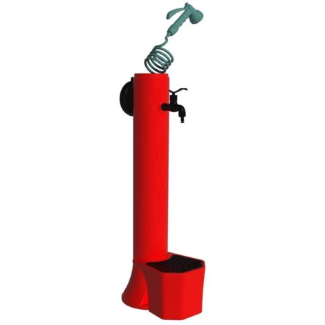 Sined Tritone Pro Fontaine De Jardin Avec Double Raccordement Deau Et Panier En Polyethylene Rouge