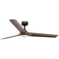 Faro Barcelona – Ventilateur de plafond noir/bois avec lumière LED – Moteur DC ultra-compact – 3 températures de couleur – 338091TW