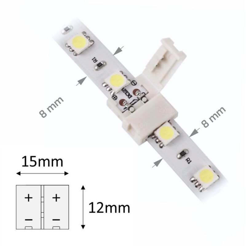 Evotrade Connettore Striscia LED di Larghezza 8mm Cavo 2 Metri Collegamento  Rapido Senza Saldature