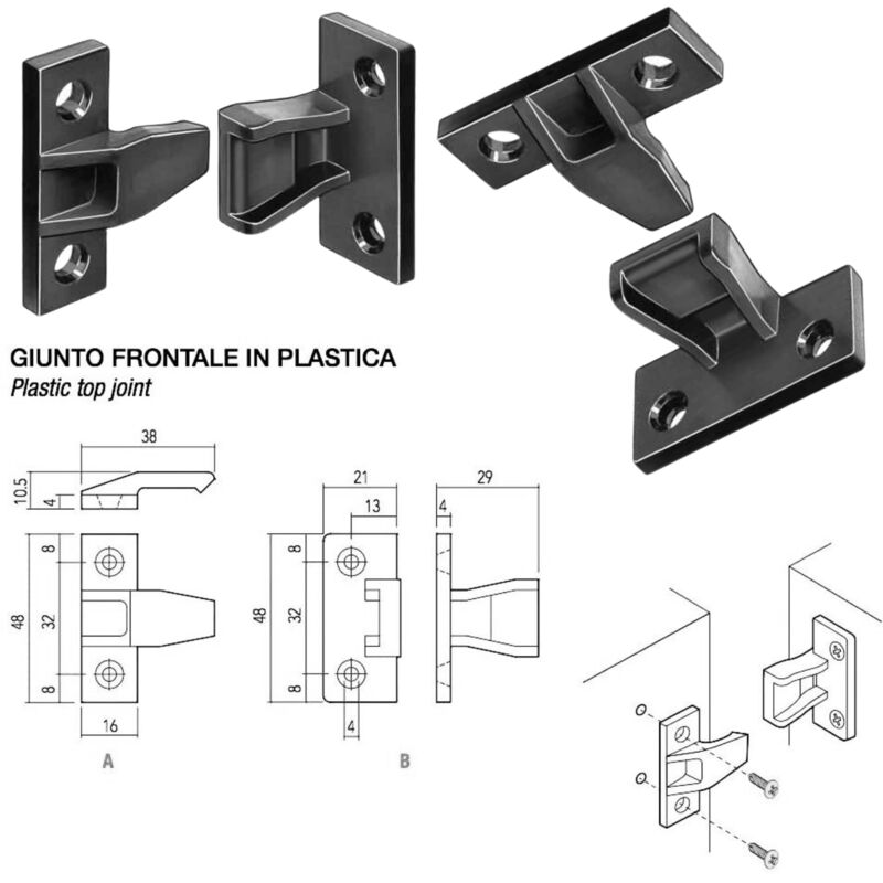 Protezioni per mobili Skid Piedini inchiodati scorrevoli Fatto di plastica  Finitura bianca Misure 16166mm Sistema di fissaggio avvitato 100 unità