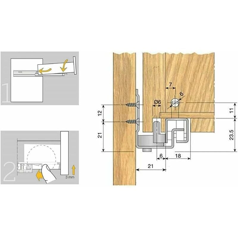 Profondita' : 400mm GUIDE Cassetto INVISIBILI tipo Quadro ad Estrazione  Parziale e Chiusura AMMORTIZZATA SOFT