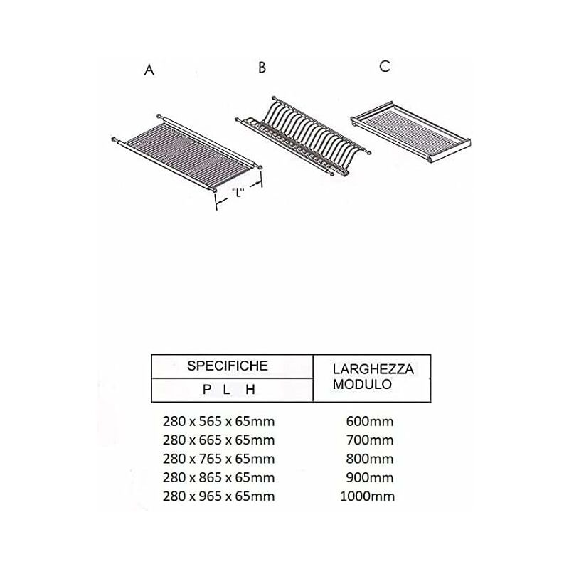 L. 80cm Scolapiatti Da Incasso In Acciaio Inox A Molle Regolabili , Kit  Completo Con Raccogli Gocce