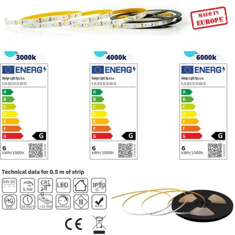 Evotrade Strisce LED PREMIUM AL METRO (60 diodi per m) 24V / IP20 11W/m (Luce  Calda