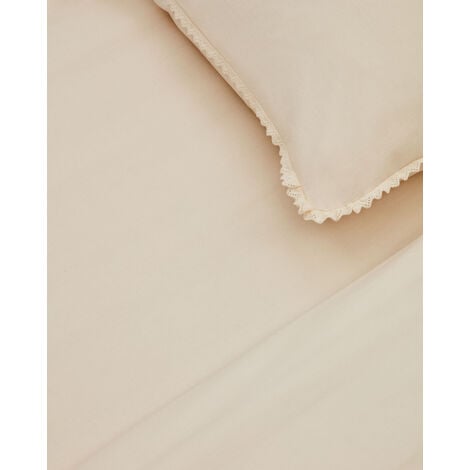 Sábana bajera ajustable lisa Natrual cama 90 cm - 90x190/200 cm, 100%  algodón.