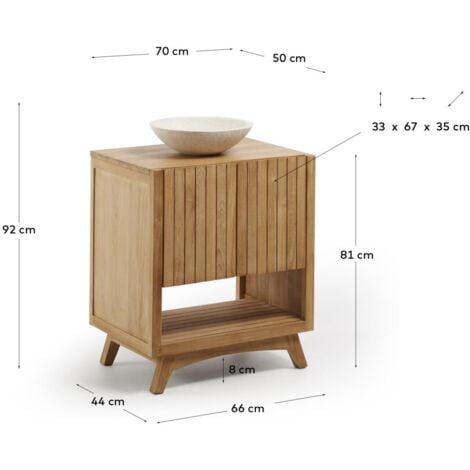 Mueble de baño Sabiela de madera maciza de teca 86 x 45 cm