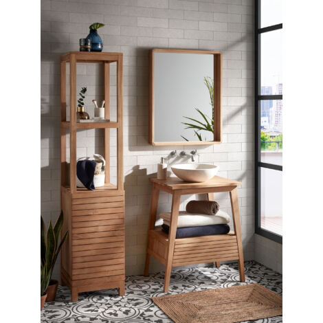 Mueble de baño Sabiela de madera maciza de teca 86 x 45 cm