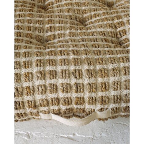 Cojín de suelo y palet Adelma de yute y algodón blanco y natural 63 x 63 cm  en