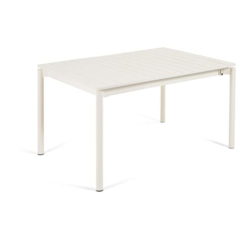 Mesa jardín extensible aluminio blanco 200/140x90 cm y polywood