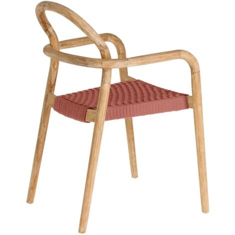 Silla Nina de madera maciza de acacia y cuerda terracota - La Silla