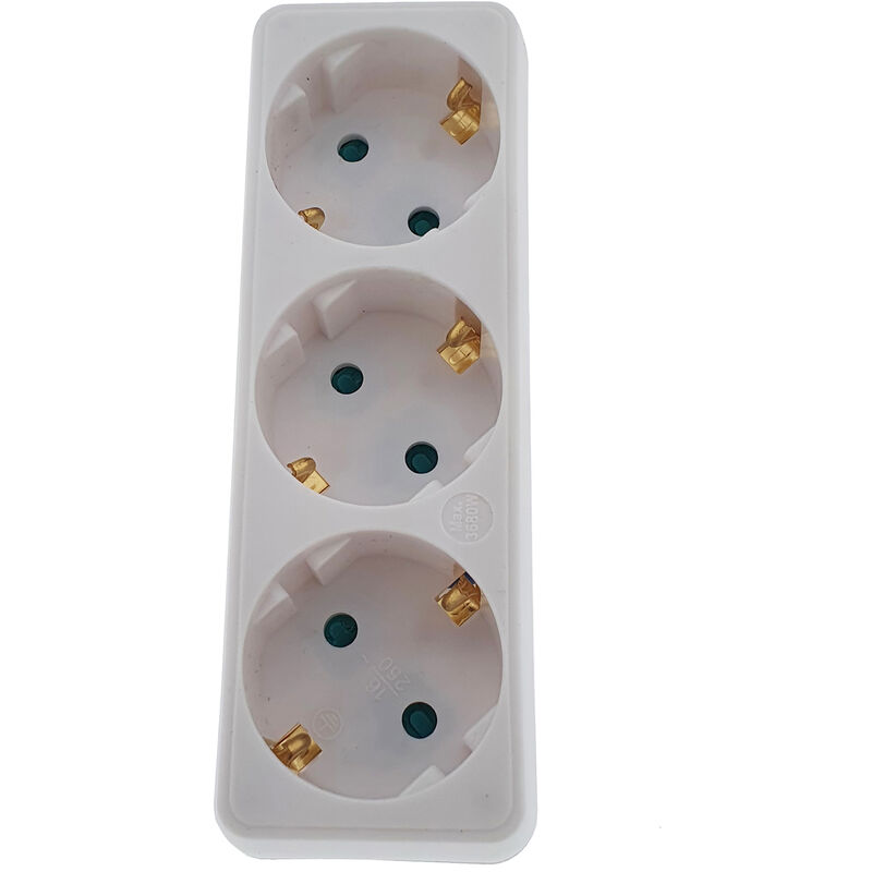 Enchufe Triple schuko de color blanco MAX.3680W 16A/250V Adaptador Ladron  Triple - AliExpress