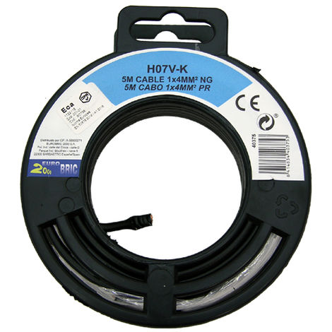 1.5mm² negro 10m CABLE 1X1,5 FLEXIBLE UNIPOLAR  H07V-K PVC Power LED