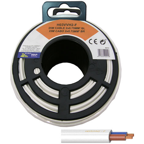 25m cable manguera plana H03VVH2-F  2x0,75mm² blanco