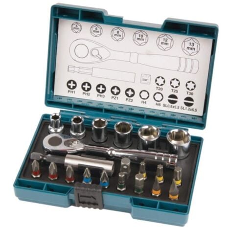 Coffret Clé à cliquet 1/4'' de 34 pièces - MAKITA B-65567