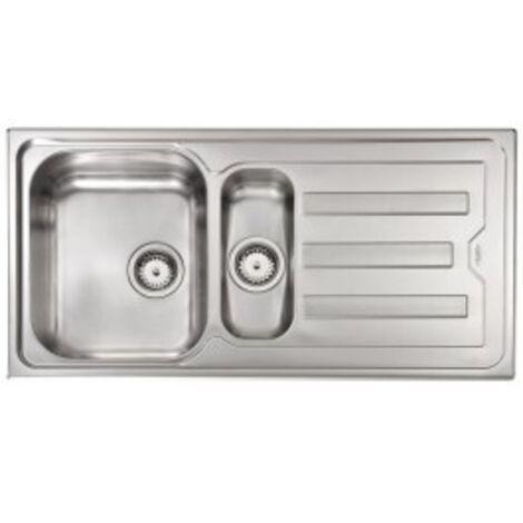 Lavello CRISTAL 100X50 2 vasche sinistre+ gocciolatoio ACCIAIO INOX (1/5)