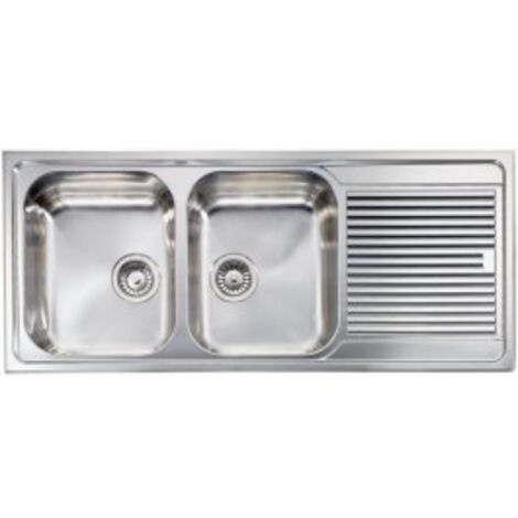 Lavello ZENITH 116x50 2 vasche sinistre+ gocciolatoio ACCIAIO INOX (1/5)