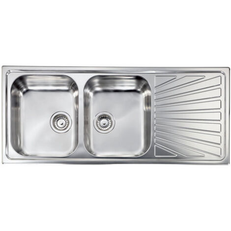 Lavello COMETA 116x50 2 vasche destre+ gocciolatoio ACCIAIO INOX