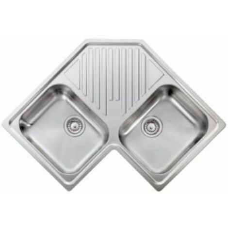 CM 011840XCSSP Serie Ilaria 3'' Lavello Acciaio Inox Satinato Angolare da incasso Gocciolatoio centrale 2 Vasche 83x83cm