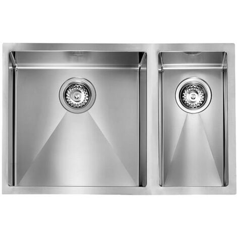 Lavello FILORAGGIATO 69X45X19 2 vasche destre ACCIAIO INOX (1/2)
