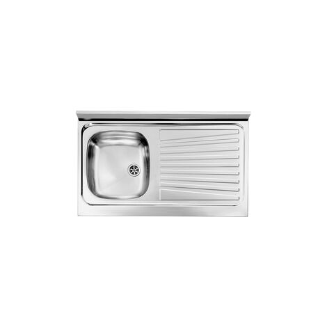 Lavello MONDIAL appoggio 90X50 1 vasca destra+ gocciolatoio ACCIAIO INOX (1/2)