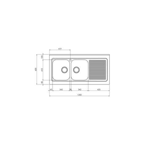 Lavello ROSSANA appoggio 120X60 2 vasche sinistre ACCIAIO INOX