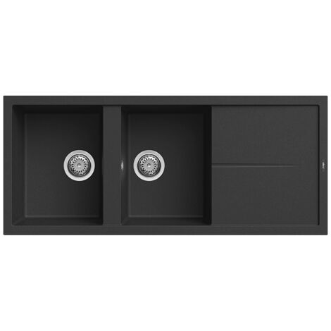 Lavello UNICO 500 116X50 2 vasche + gocciolatoio BLACK 86 (1/3)