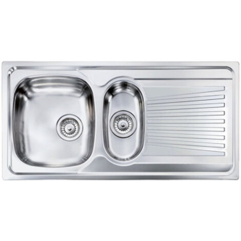 Lavello MONDIAL 100x50 2 vasche sinistre+ gocciolatoio ACCIAIO INOX (1/2)