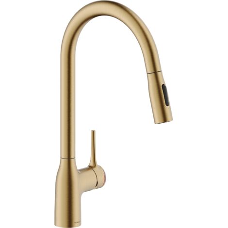 Miscelatore lavello cucina con doccia estraibile due getti in colore oro spazzolato PVD Nobili MANIA CU128137GTP PVD Oro Spazzolato (1/2)