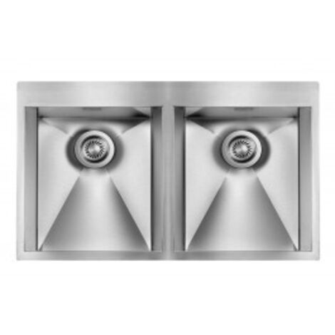 Lavello FOCUS MIX 3"  2 vasche ACCIAIO INOX INCASSO SLIM 87,5X50 prof. 19 (1/5)