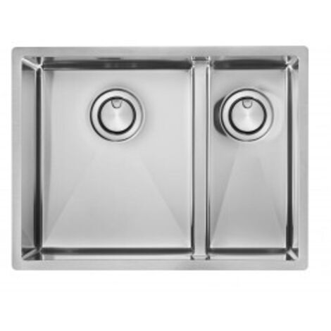 Lavello ZEFFIRO F3" 2 vasche sinistre ACCIAIO INOX, incasso SLIM - SOTTOTOP - FILOTOP 58,5X44 prof. 19 (1/5)