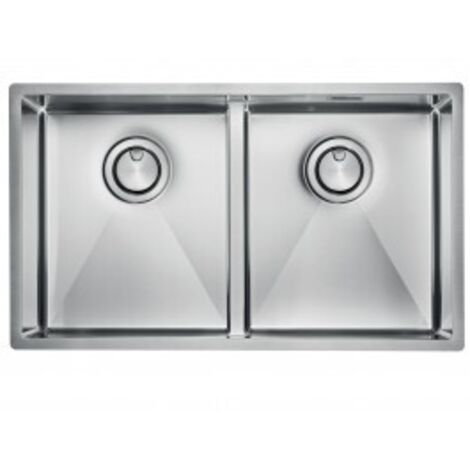 Lavello ZEFFIRO F3" 2 vasche ACCIAIO INOX, incasso SLIM - SOTTOTOP - FILOTOP 74,5X44 prof. 19 (1/5)