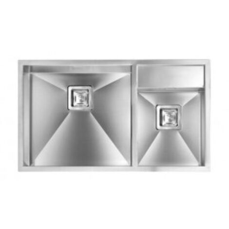 Lavello ARIEL F3" 2 vasche sinistre ACCIAIO INOX incasso SLIM 86X50 prof. 19-13 (1/5)