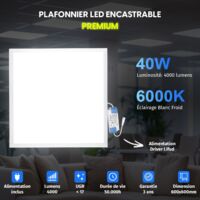 Europalamp – Pack de 6 dalles LED 600x600 40W PMMA blanc neutre 4000K – Flux lumineux 3600lm – Angle de diffusion 120° – Pour faux plafonds