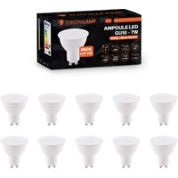Europalamp – Lot de 10 ampoules LED GU10 7W équivalent 50W – Blanc naturel 4500K – 560 lumens – Angle 110° – Non dimmable