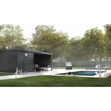 Caseta Metalica Jardin Novo Habitat Nh4 Con Terraza Antracita