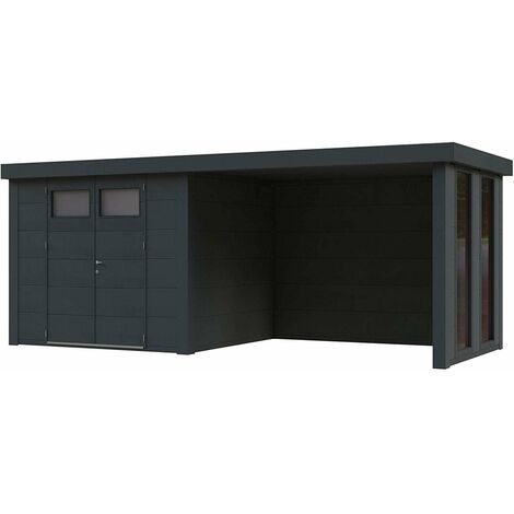 Caseta Metalica Jardin Novo Habitat Nh6 Con Terraza Y Ventanas Antracita
