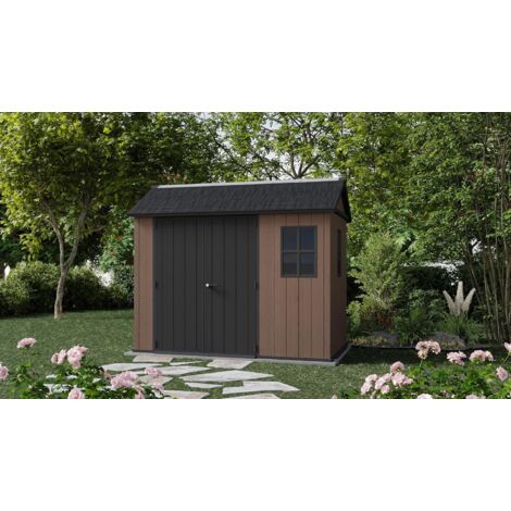 CASETA COBERTIZO RESINA JARDIN NEWTON 975 KETER CON PUERTA LATERAL