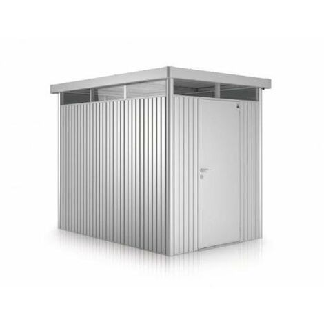 CASETA COBERTIZO METALICA BIOHORT HIGHLINE H1 COLOR PLATA METALIZADA PUERTA STANDARD
