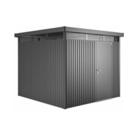CASETA COBERTIZO METALICA BIOHORT HIGHLINE H1 COLOR GRIS OSCURO METALIZADO PUERTA STANDARD